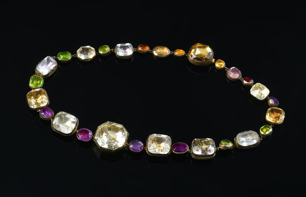 Georgian Victorian Necklace Set With Amethysts, Peridot, Quartz And Garnets. Sold For £4,800