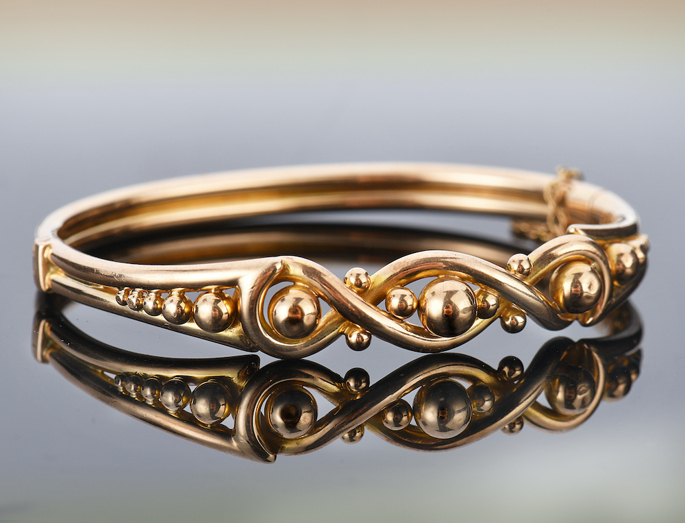 Victorian 9Ct Gold Bangle. Sold For £600