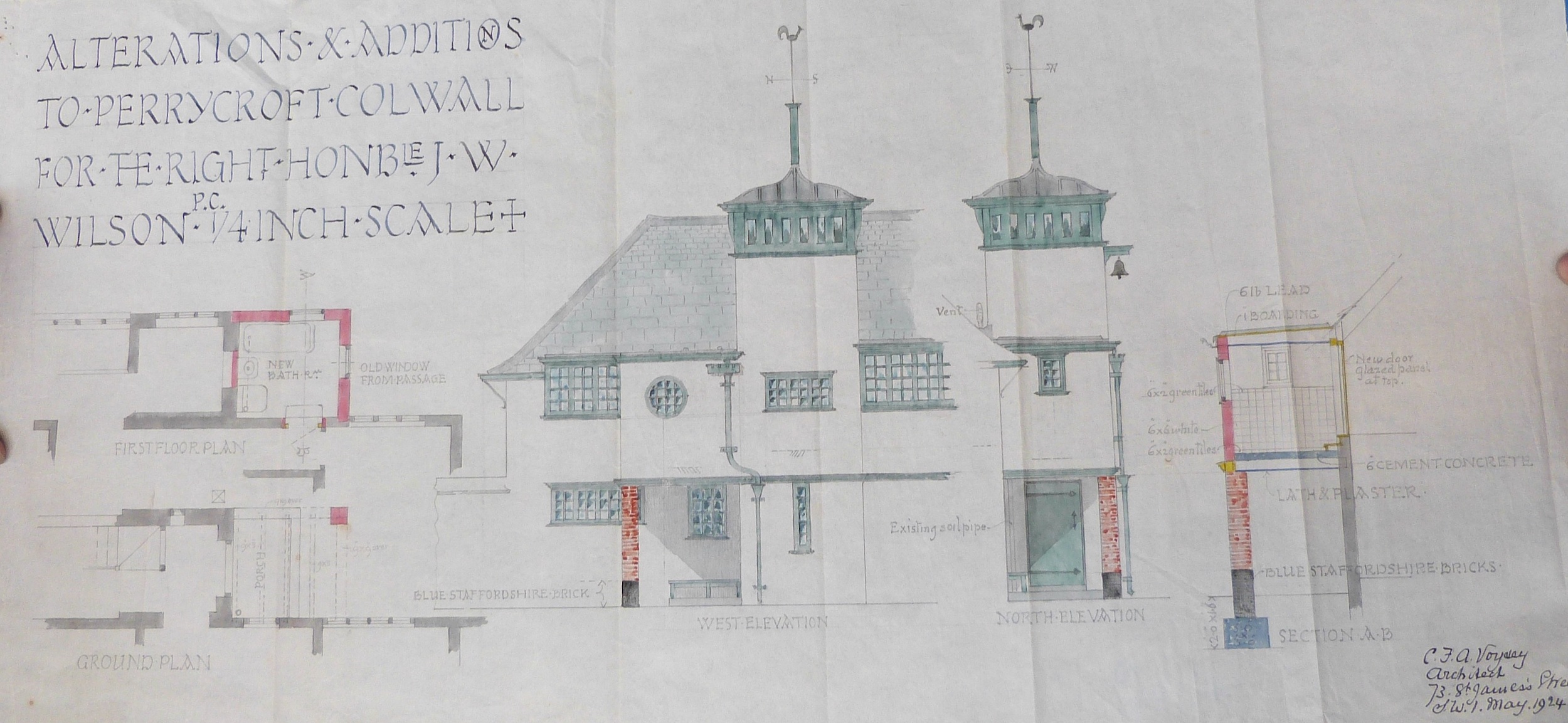 A Collection Of Architects Drawings By Voysey Relating To Perrycroft Sold Ś17,000