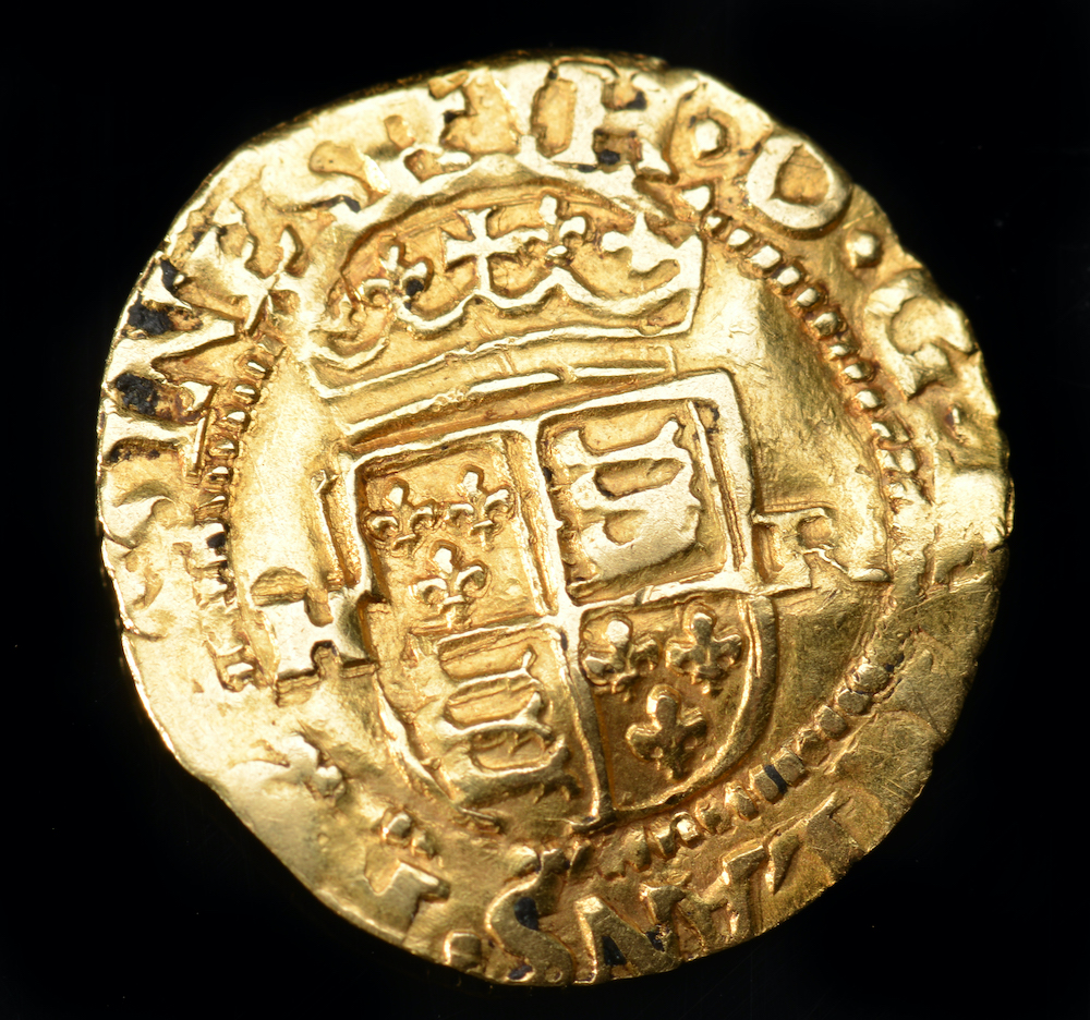 Henry VIII Gold Halfcrown Of The Double Rose Third Coinage 1544 47 Obverse Crown Above Rose. Sold For Ś600